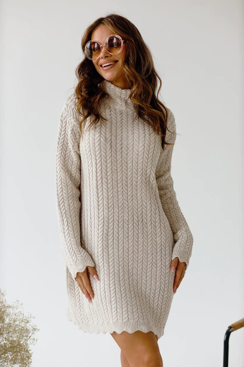 Emma Zigzag Tunic Beige Dress