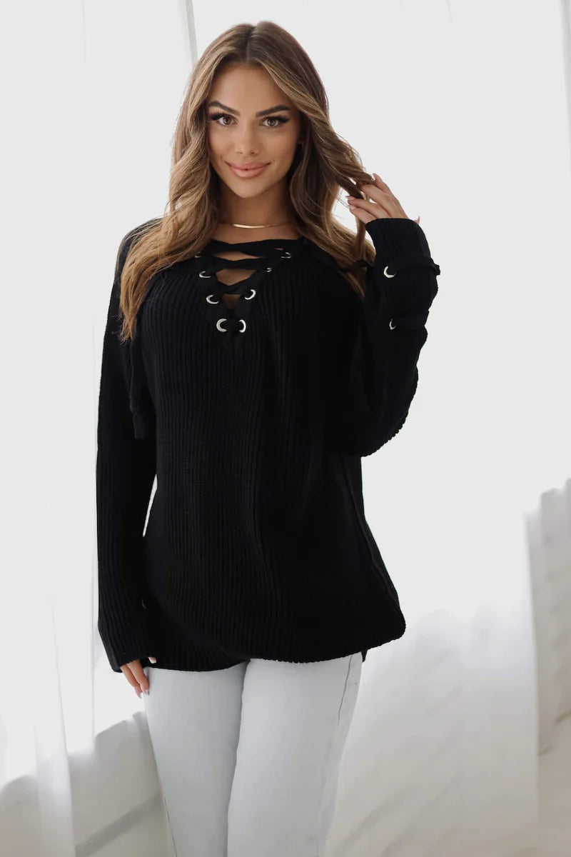 Noemi Tied-Neck Sweater Black