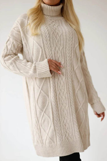 Mandana Beige Turtleneck Dress - Biamonde