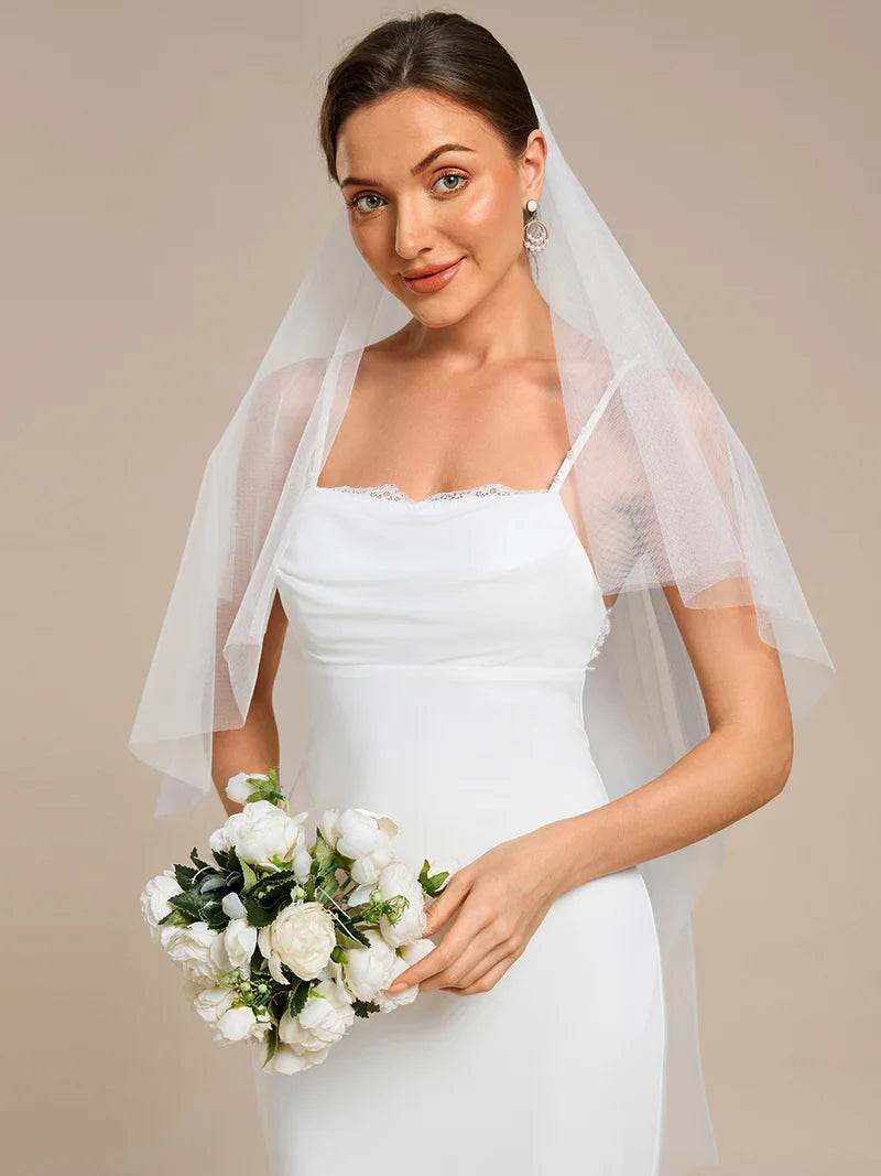 Bodycon Wedding Dress with Square Neckline – Sleeveless, Floor-Length Gown - Biamonde