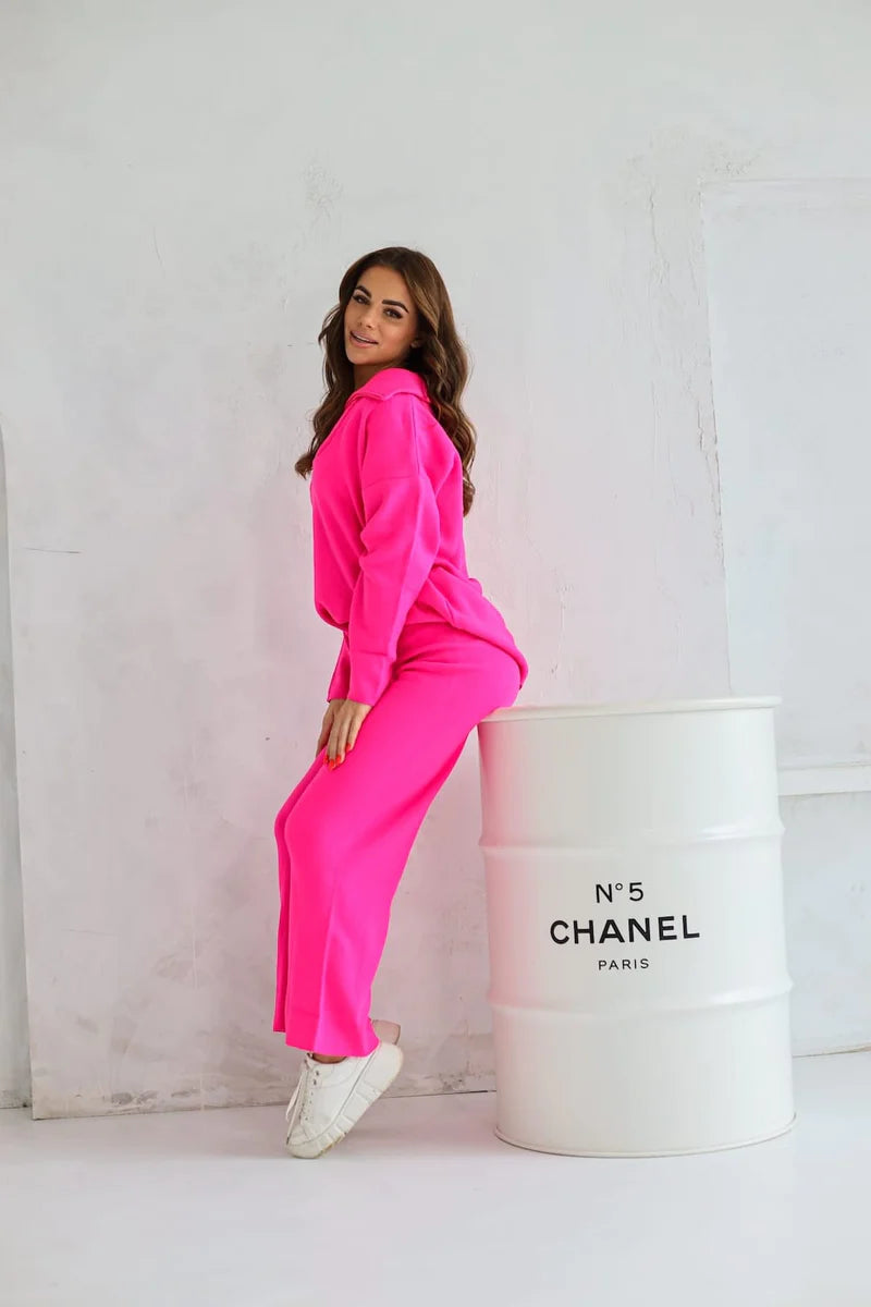 Fuchsia Zip Sweater Set