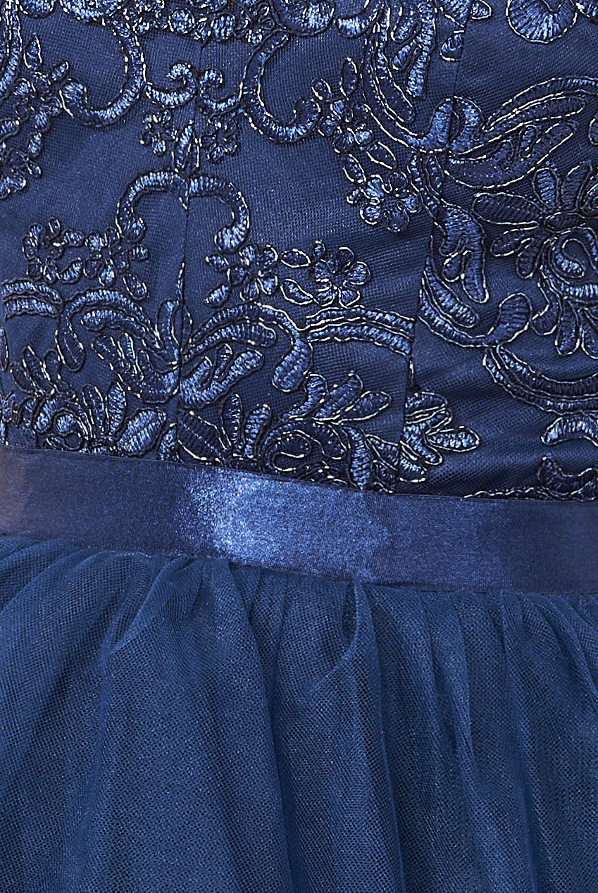 Tulle Ballet Skirt With Lace Bodice Hight Low Navy Dress