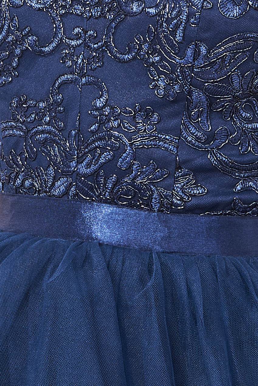 Tulle Ballet Skirt With Lace Bodice Hight Low Navy Dress - Biamonde