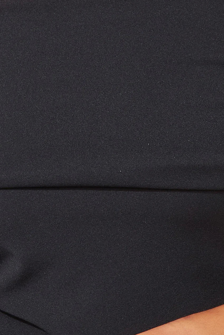 One Shoulder Scuba Midi Black Dress