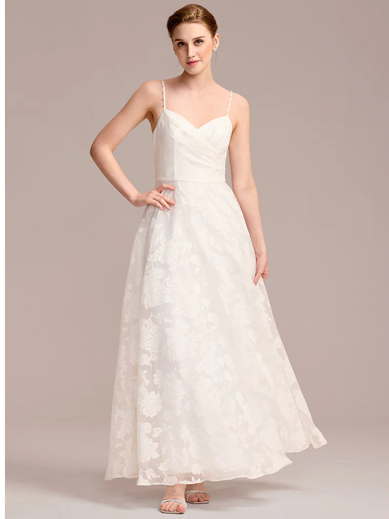 Floral A-Line Bridal Dress – Sweetheart Neckline & Spaghetti Straps