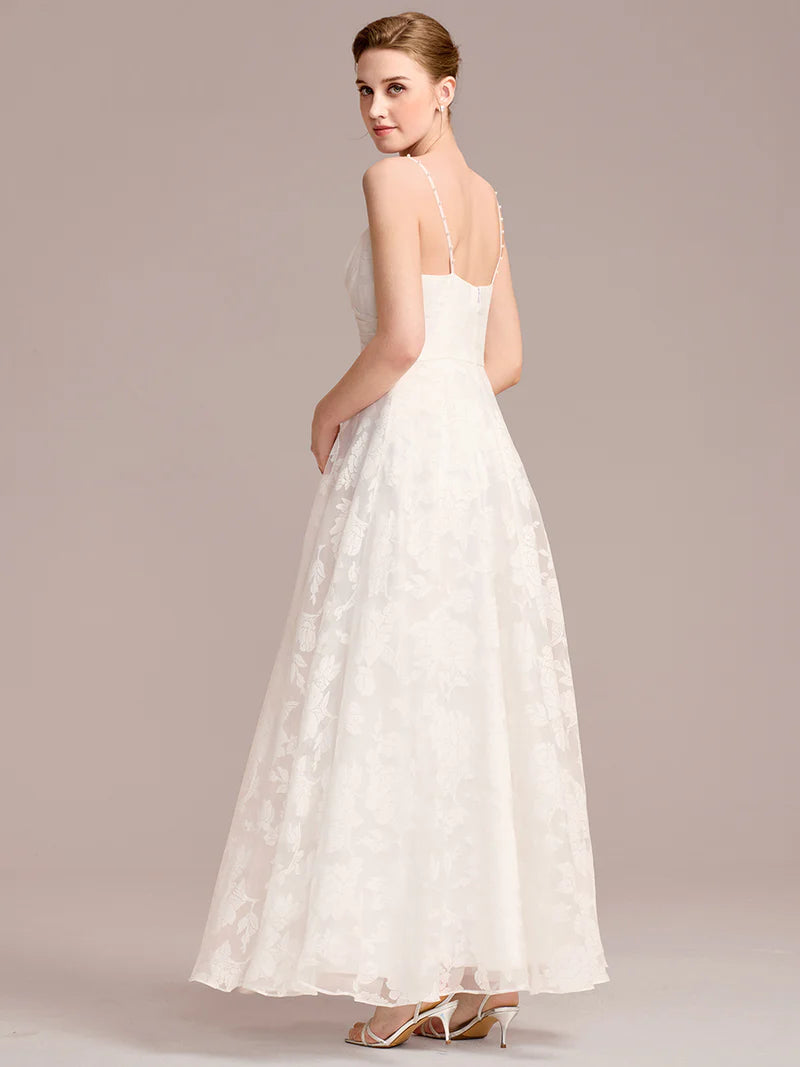 Floral A-Line Bridal Dress – Sweetheart Neckline & Spaghetti Straps