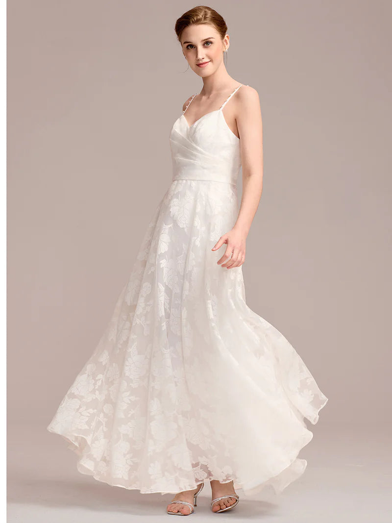 Floral A-Line Bridal Dress – Sweetheart Neckline & Spaghetti Straps