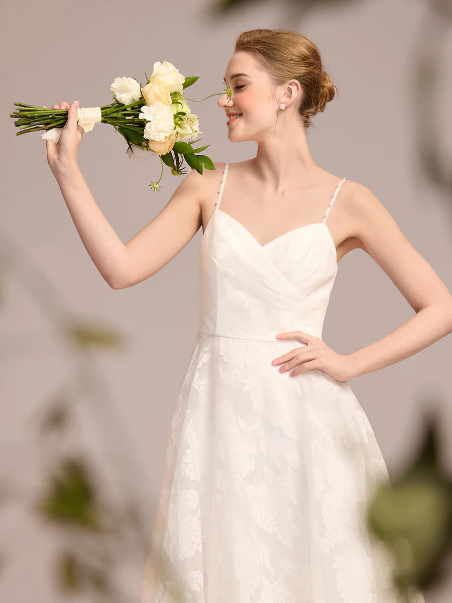 Floral A-Line Bridal Dress – Sweetheart Neckline & Spaghetti Straps