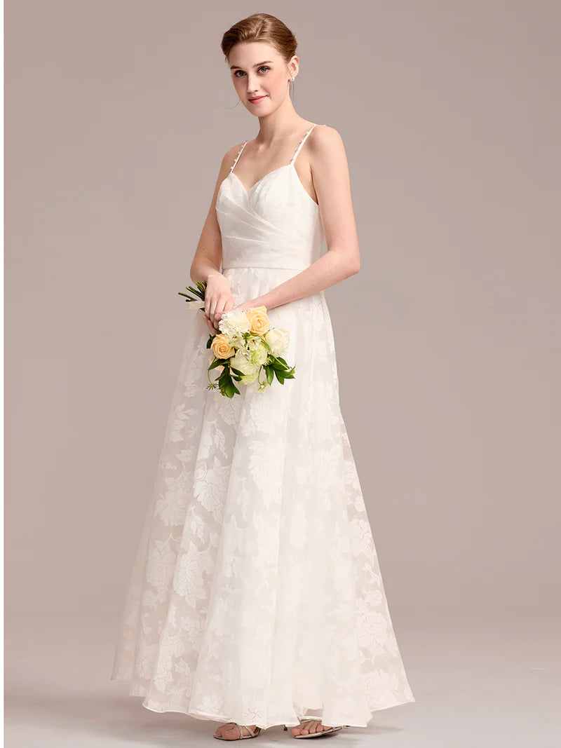 Floral A-Line Bridal Dress – Sweetheart Neckline & Spaghetti Straps