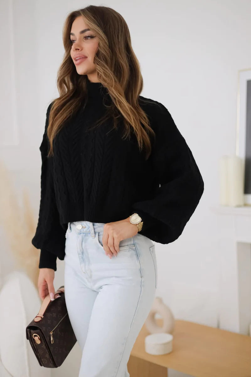 Madison Black Turtleneck Sweater