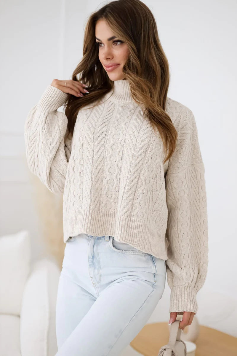 Madison Beige Turtleneck Sweater
