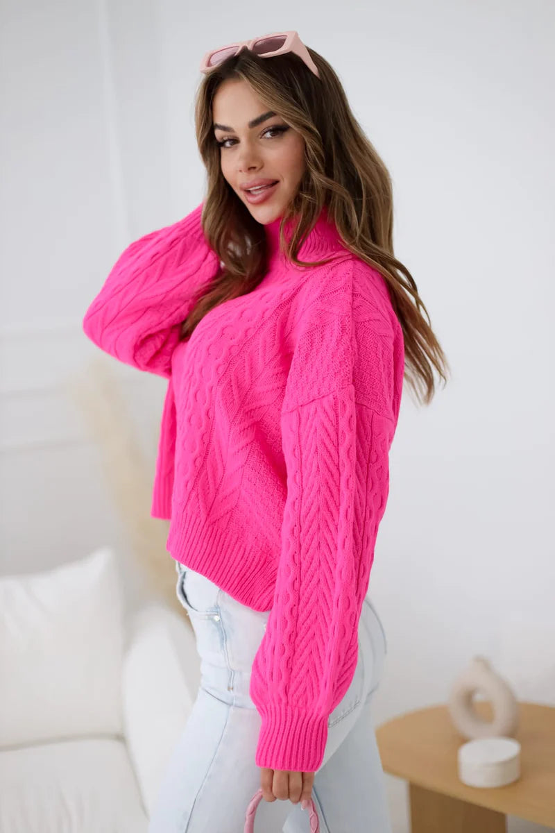 Madison Pink Turtleneck Sweater