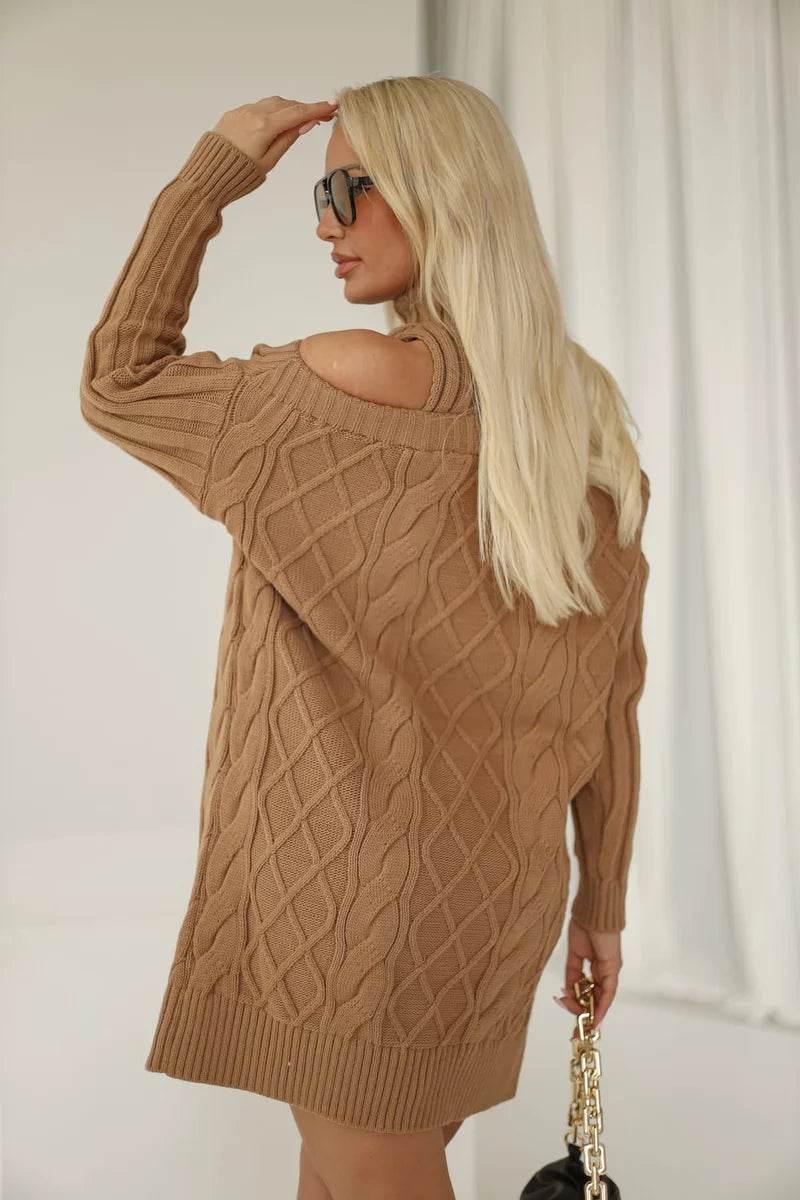 Mystic Caramel Sweater Tunic Dress - Biamonde