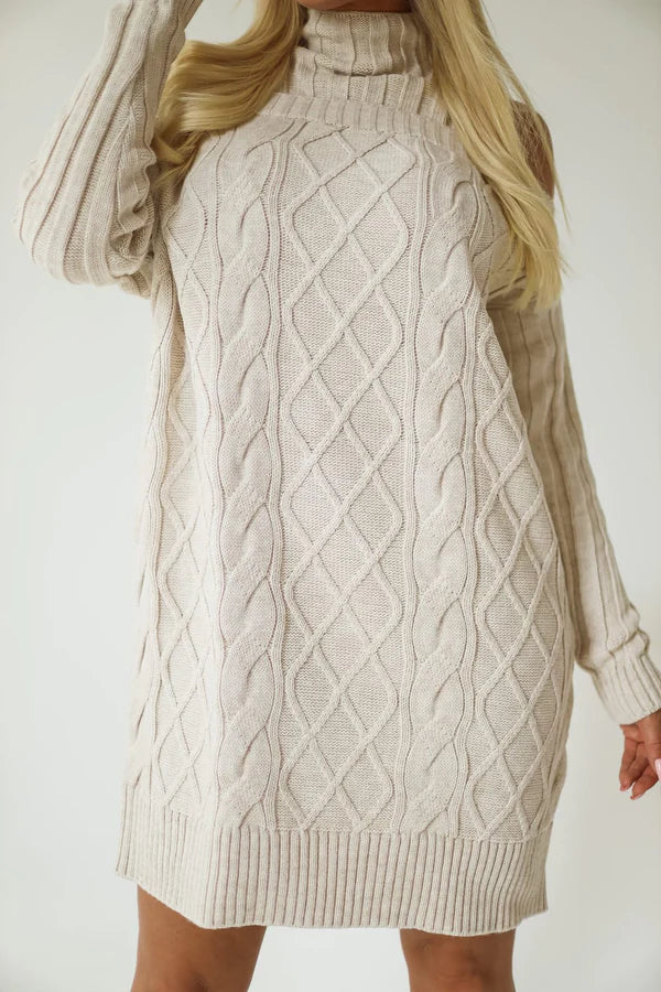 Mystic Beige Sweater Tunic Dress