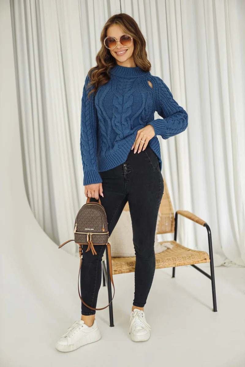 EWA Navy Blue Braided Sweater