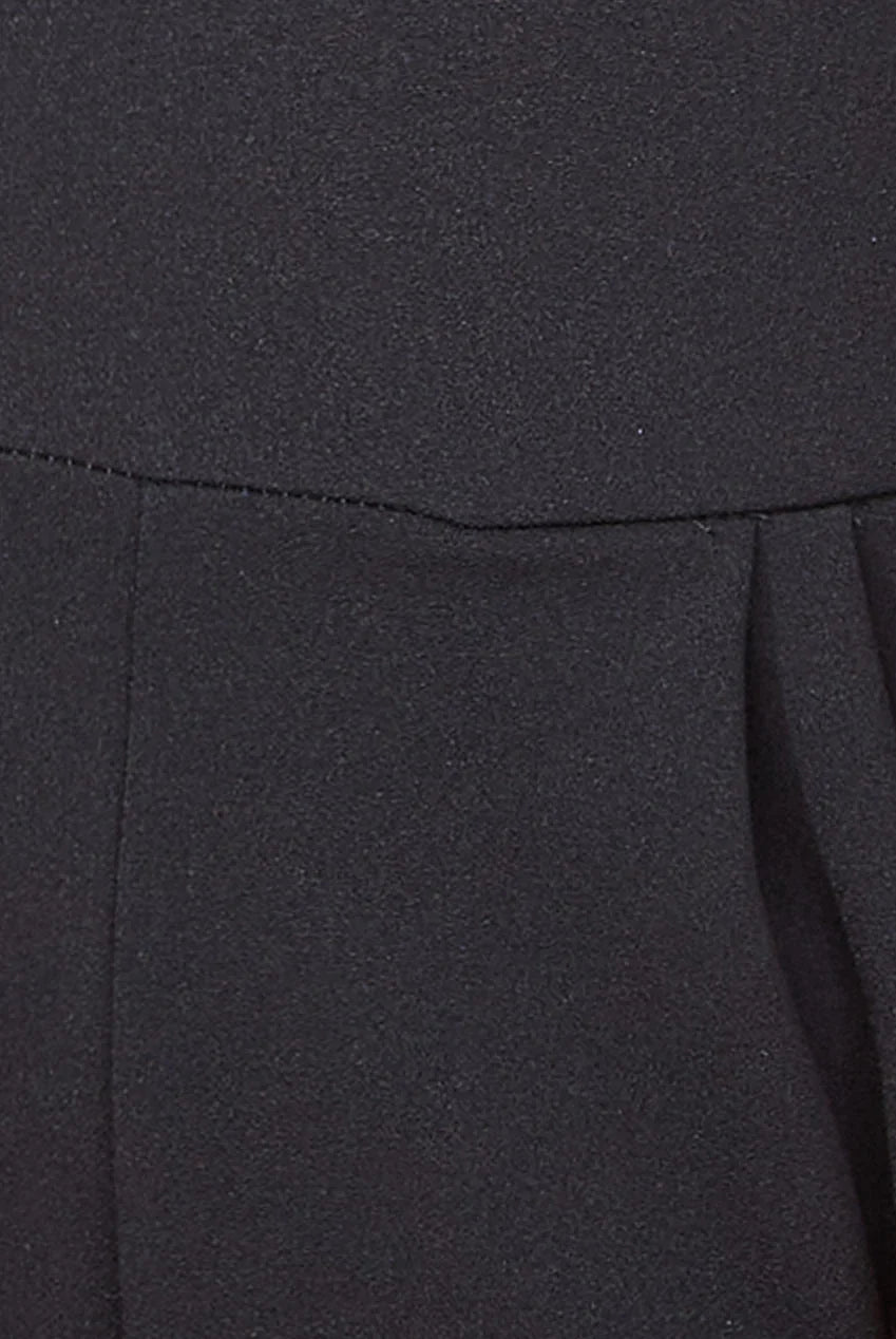 Black one-shoulder scuba jumpsuit, sleek and modern formalwear for any occasion