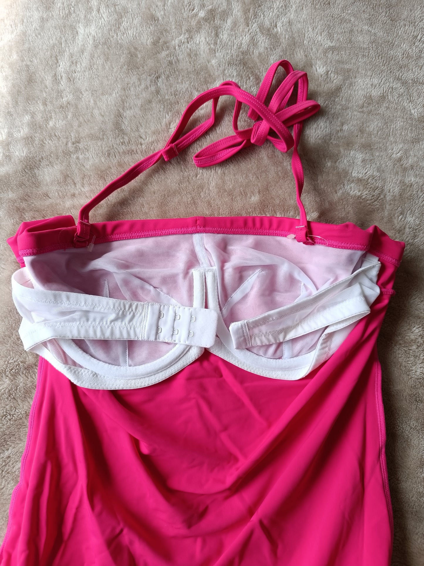 Cleo by Panache Dolly underwire bandeau swimsuit in strawberry red, strapless swimwear for fuller bust