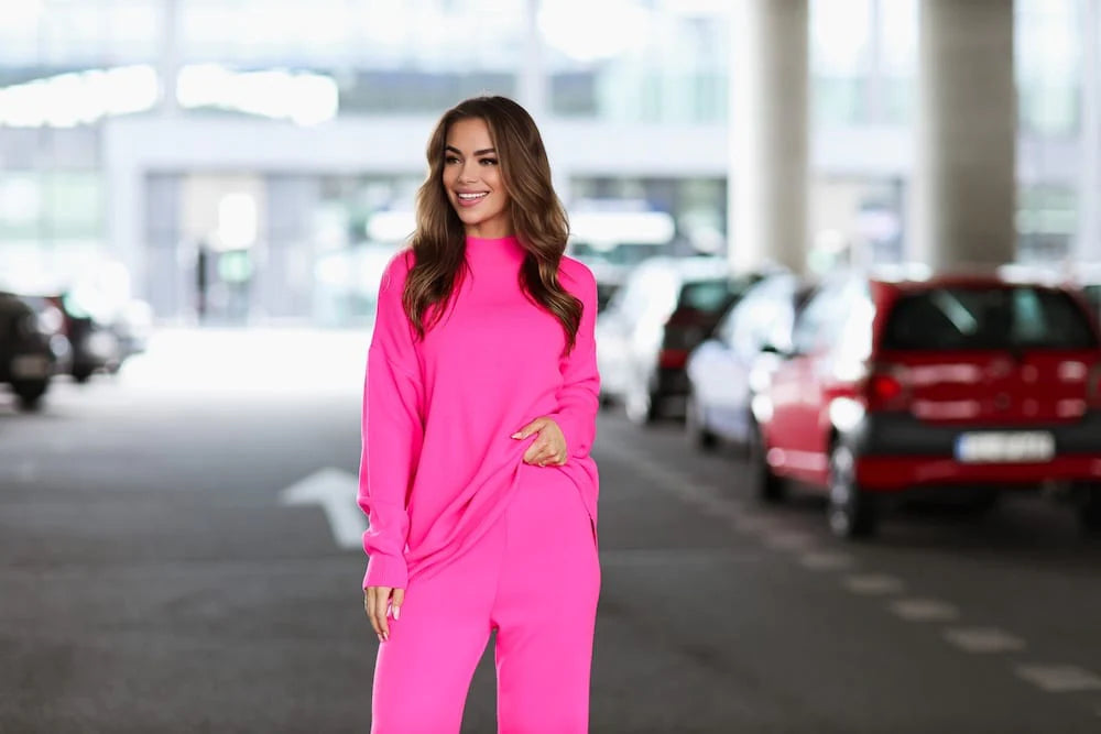 Dassy pink two-piece set, feminine and comfortable knitwear for everyday elegance
