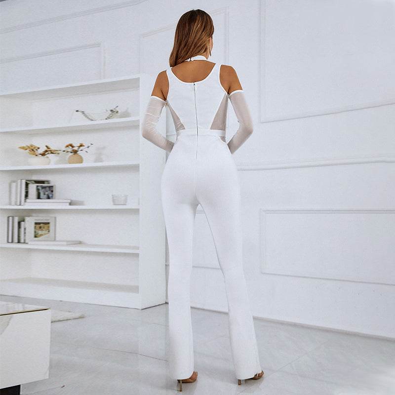 Flavia White Bandage Jumpsuit – Sleek & Sculpting One-Piece for Chic Occasions - Biamonde