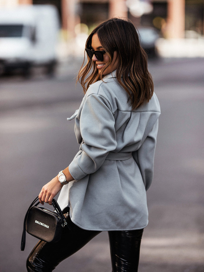 Gray shirt jacket, versatile lightweight overshirt for everyday layering