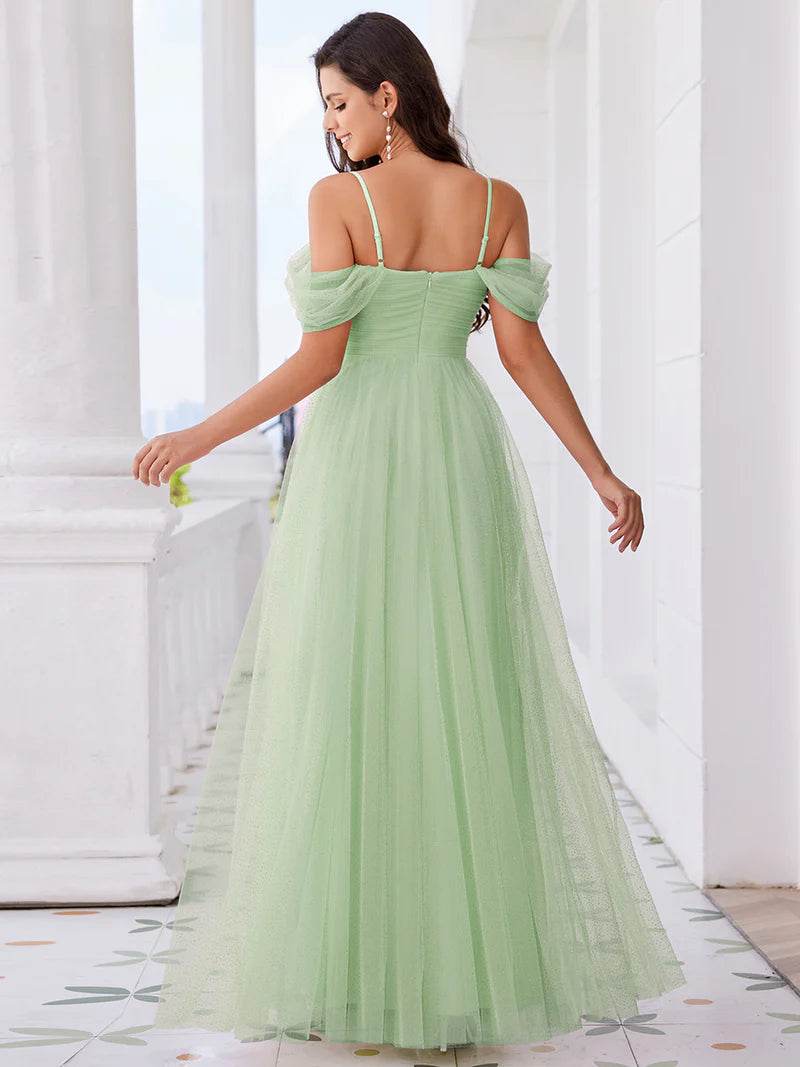 Elegant Tulle Bridesmaid Dress with Sweetheart Neckline - Biamonde