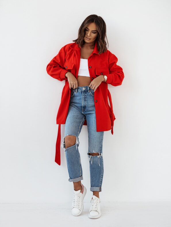 Red shirt jacket, casual lightweight outer layer for everyday wear