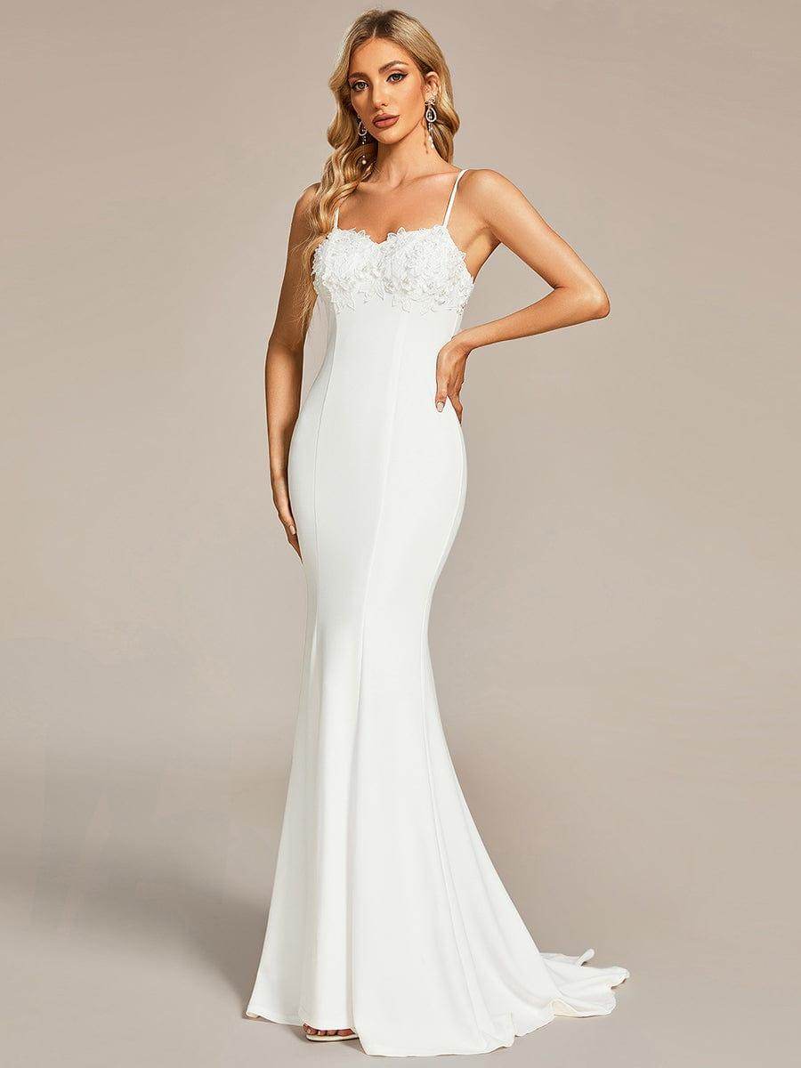 Elegant Lace Applique Mermaid Wedding Dress with Spaghetti Straps - Biamonde