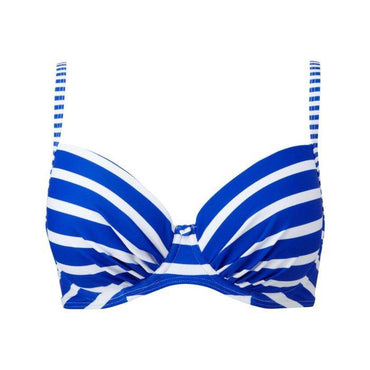 Lepel Riviera Plunge Blue White Striped Bikini Top - Biamonde
