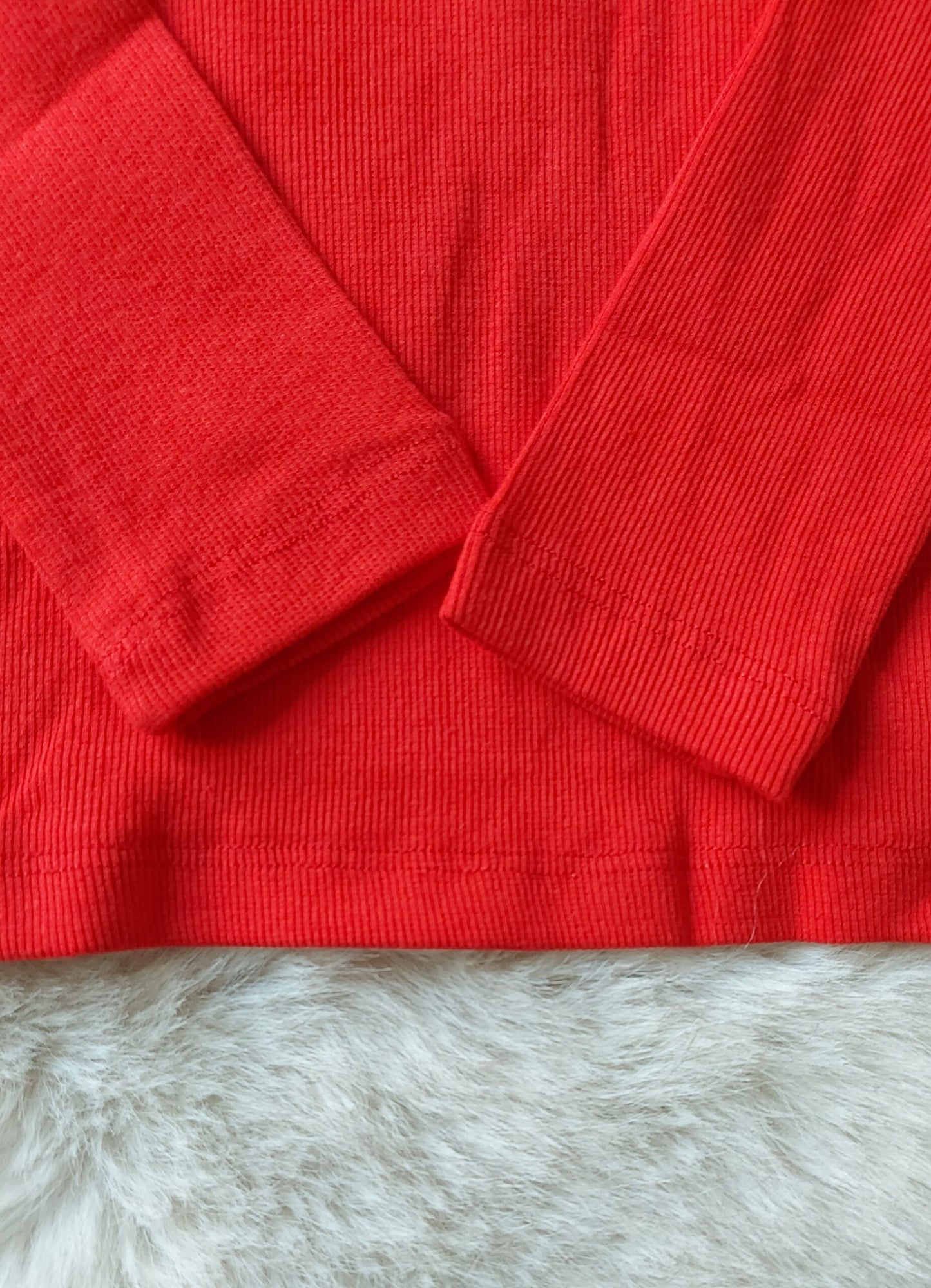Sonia Ribbed Knit Red Blouse