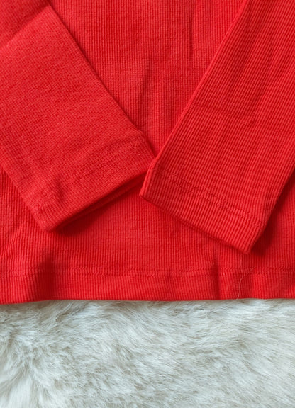 Sonia Ribbed Knit Red Blouse