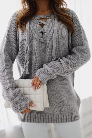 Noemi Tied-Neck Sweater Grey