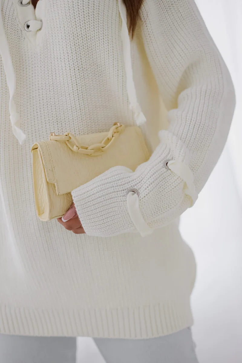 Noemi Tied-Neck  White Sweater