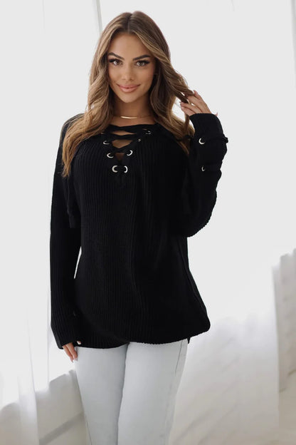 Noemi Tied-Neck Sweater Black