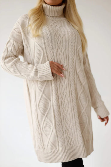 Mandana Beige Turtleneck Dress