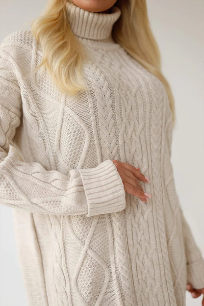 Mandana Beige Turtleneck Dress