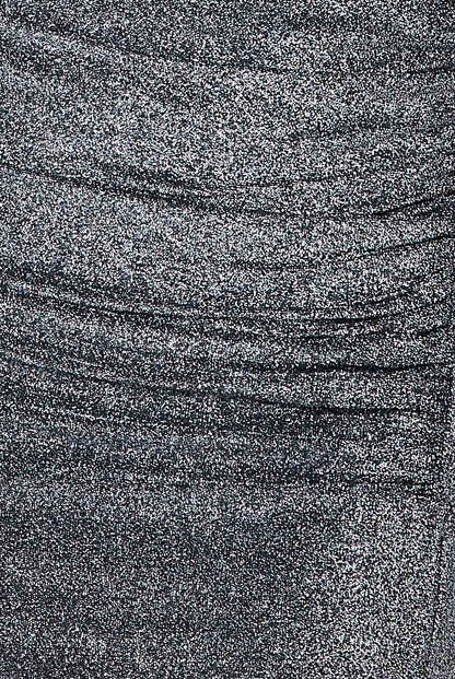 Open Back One Sleeve Lurex Midi Dress - Silver