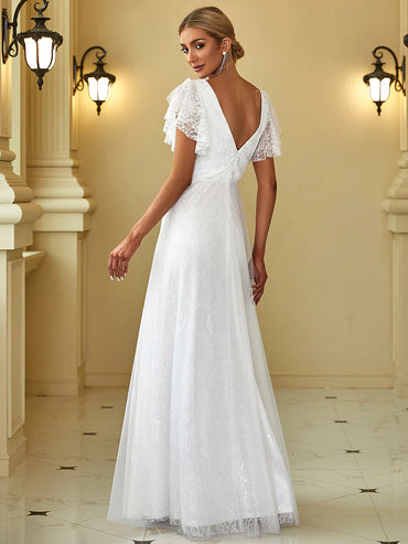 Elegant Maxi Lace Wedding White Dress
