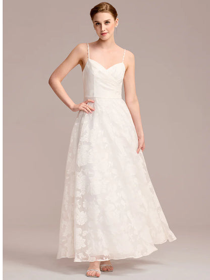 Floral A-Line Bridal Dress – Sweetheart Neckline & Spaghetti Straps