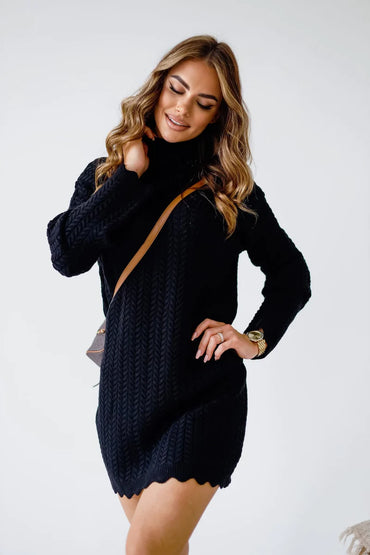 Emma Zigzag Tunic Black Dress