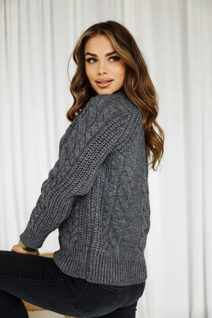 Ewa Gray Braided Sweater