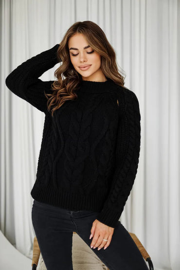 Ewa Black Braided Sweater