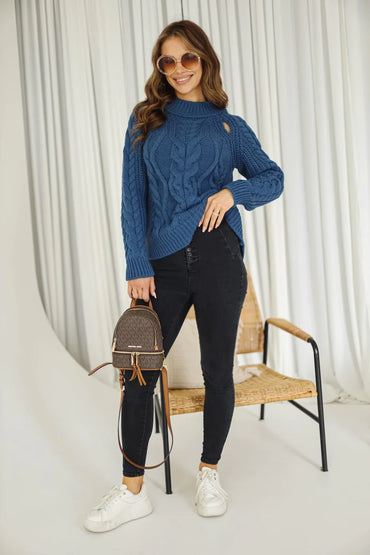 EWA Navy Blue Braided Sweater