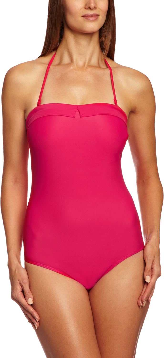 Cleo by Panache Dolly underwire bandeau swimsuit in strawberry red, strapless swimwear for fuller bust