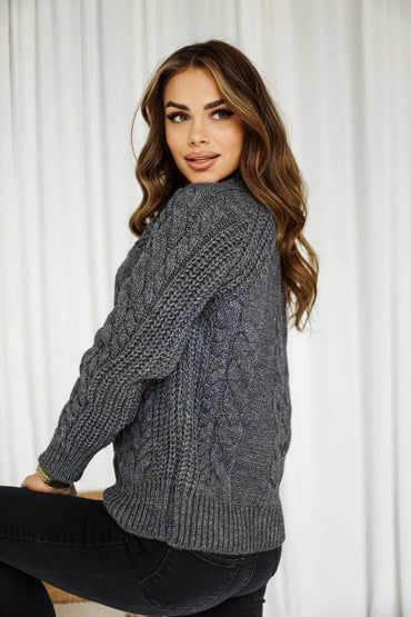 EWA gray braided sweater, stylish and cozy knitwear for everyday wear