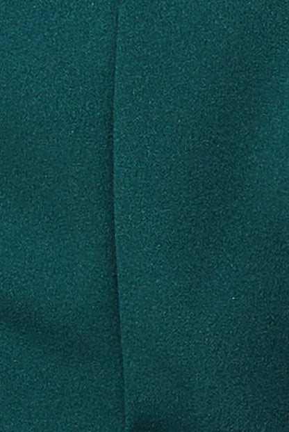 One-shoulder emerald green scuba jumpsuit, sleek and modern evening wear for special occasions