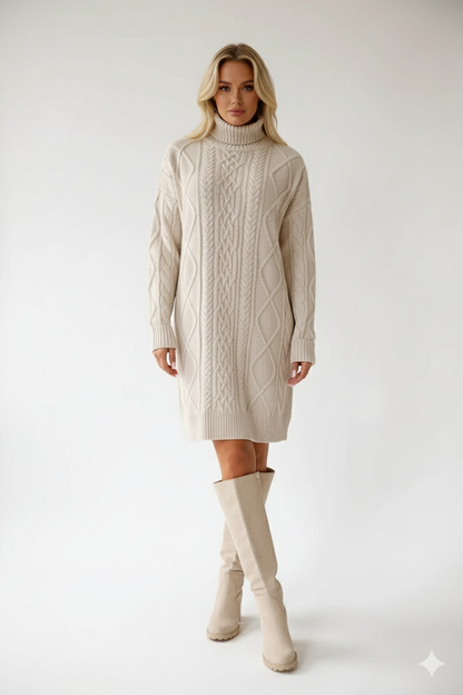 Beige knitted tunic dress