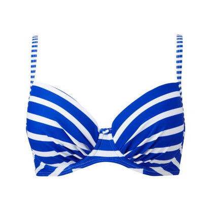 Lepel Riviera Plunge Blue White Striped Bikini Top