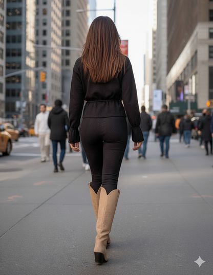 Black Knit Two-Piece Sweater Set – Sleek & Cozy Everyday Essential for Women