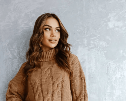 Samanta caramel sweater, cozy and stylish knitwear essential for everyday wear