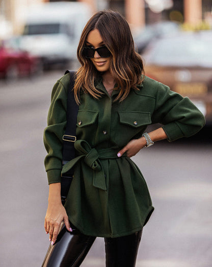 Slate green shirt jacket, casual lightweight layer for all-season wear